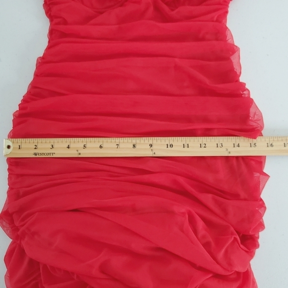 Babyboo Rochelle Maxi Dress L Red Mesh Bodycon Plunge Neckline NEW Vixen Party - Picture 11 of 15